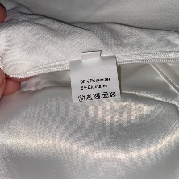 Beaded Lace-up Corset Strapless White Wedding Dress Large - Picture 12 of 14